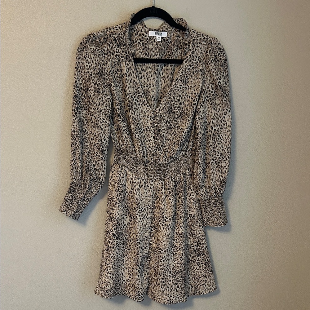 BB Dakota Animal Print Long Sleeve Dress